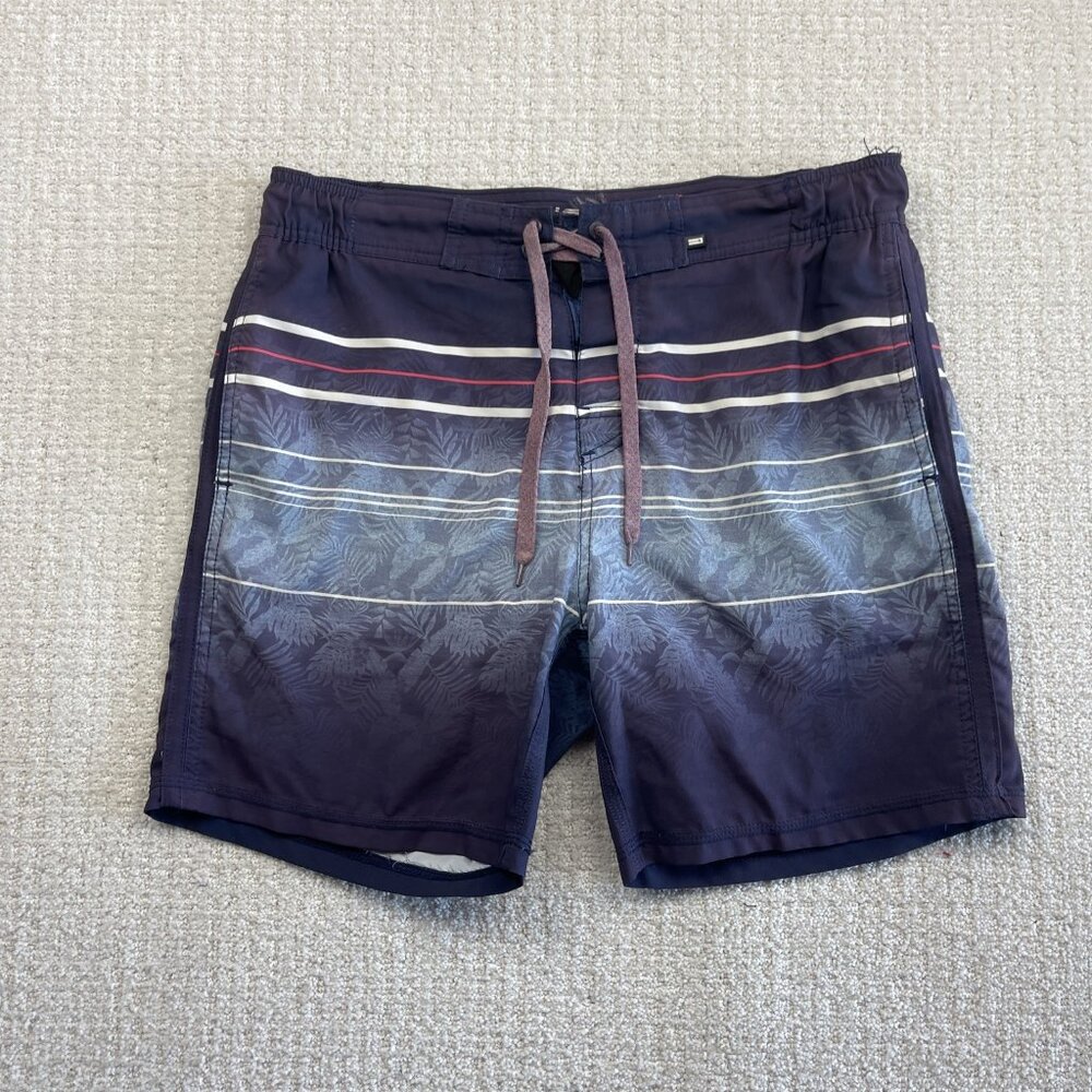 Projek Raw Board Shorts Swim Trunks Surf Stretch Tropical Floral Striped Sz S
